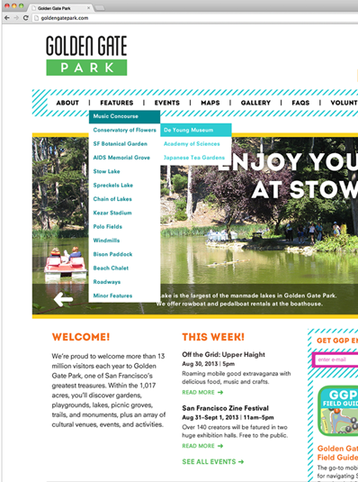 Golden Gate Park Website Design